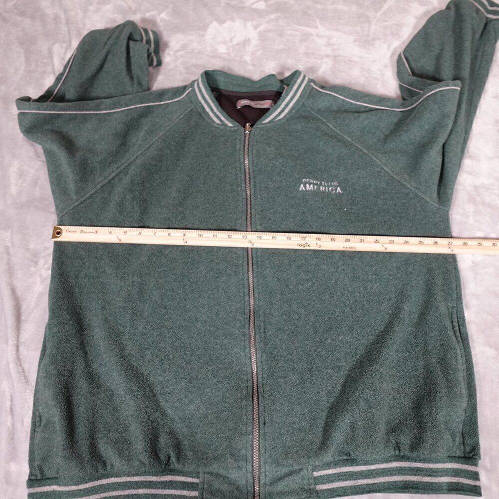 Vintage Perry Ellis America Active Fleece Full Zip Bomber Jacket Mens 2XL Green - Picture 8 of 11